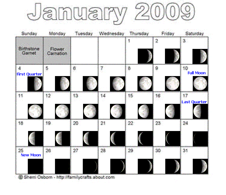 Thecaer Aokforums Com â¢ January 2009 Moon Phase Calendar